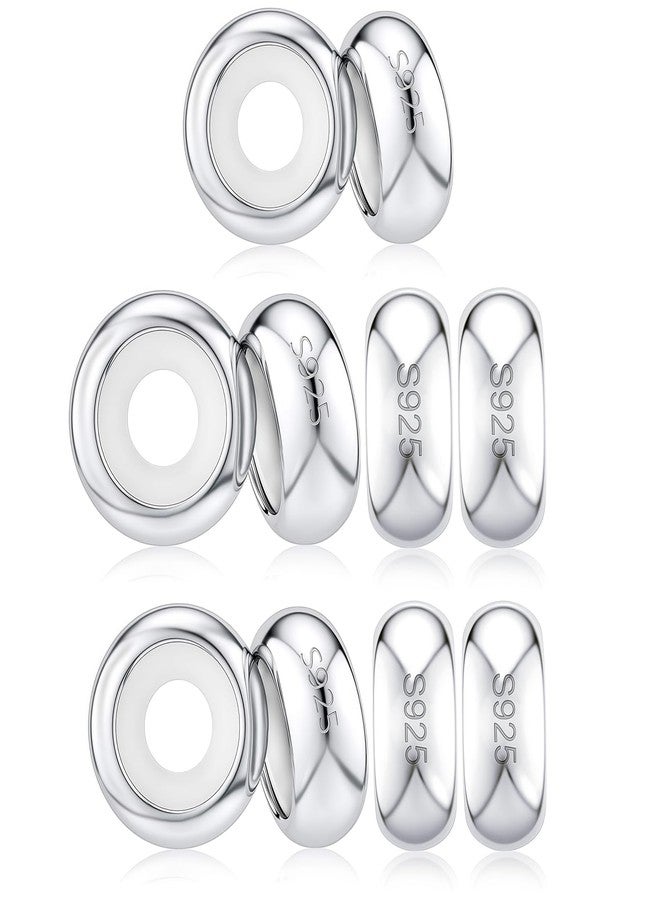 JEVIMORY Stopper Charms 925 Sterling Silver Stopper Beads for Bracelets Round Spacer Beads for Charm Bracelets for Women Clip Spacer Charm Bracelet Stoppers (10pcs Silver Charm Stopper) - Image 1